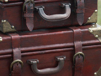 Featured is a photo of vintage luggage ... all set and ready to take "its" next trip.  Photographer unknown.